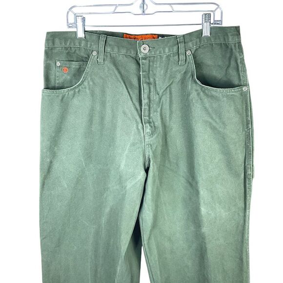 Jesse James Jeans Mens Ss 36x34 Green Utility Carpenter Work Fit 12 Ounce Canvas - Picture 4 of 7